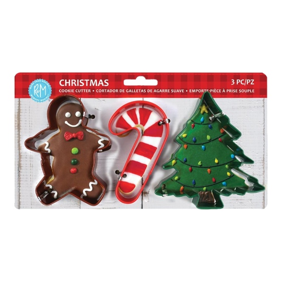 3 Piece Set Of Christmas Holiday Cookie Cutters, Gingerbread, Candy Cane, Tree - Picture 2 of 5